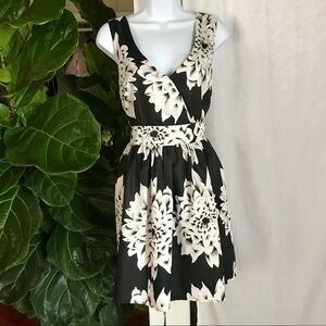 HARPER floral mini dress. Fit flare black